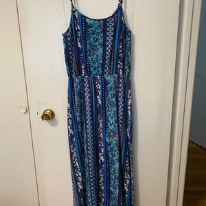 Blue Patterned Maxi Dress